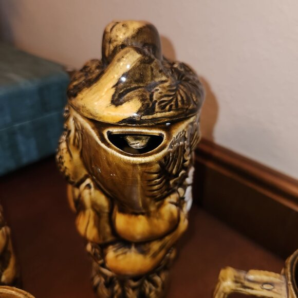 Tea Pitcher Set Embossed 3D Fruit and Daisies Setting for 4 Made in Japan BOHO - Picture 7 of 13